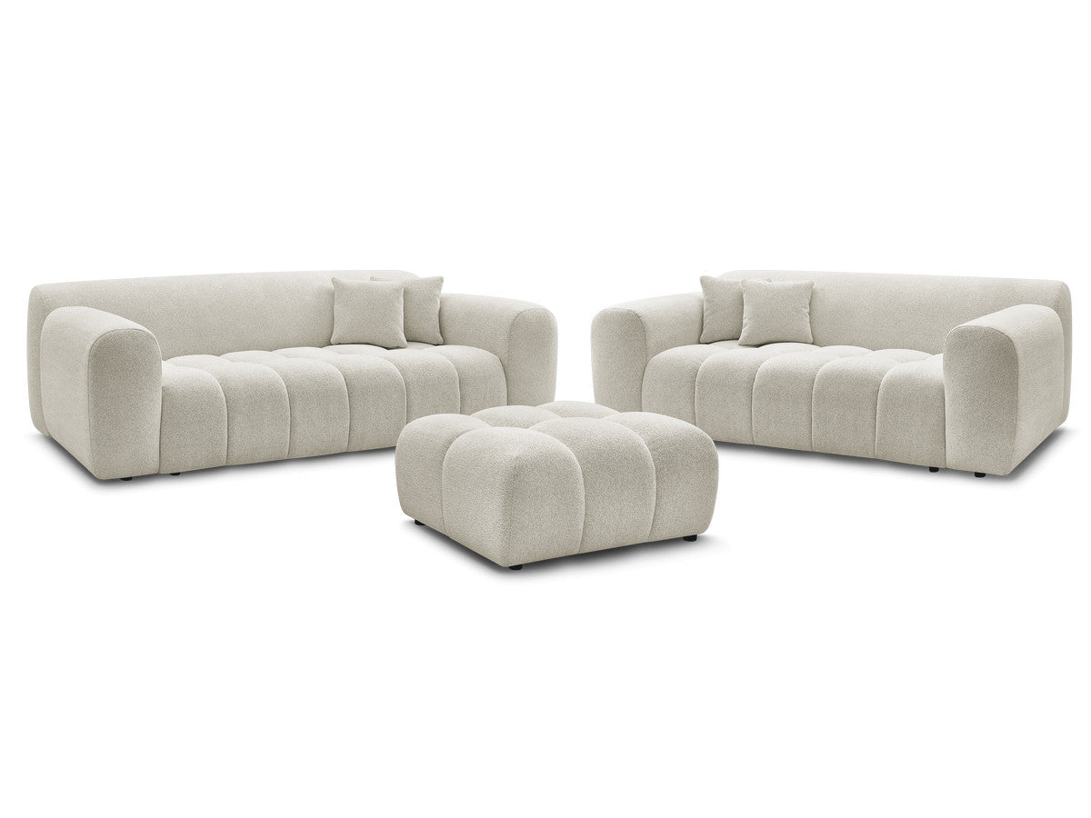 Sofagruppe 3 + 2 seter MELISSE i melert stoff med puff