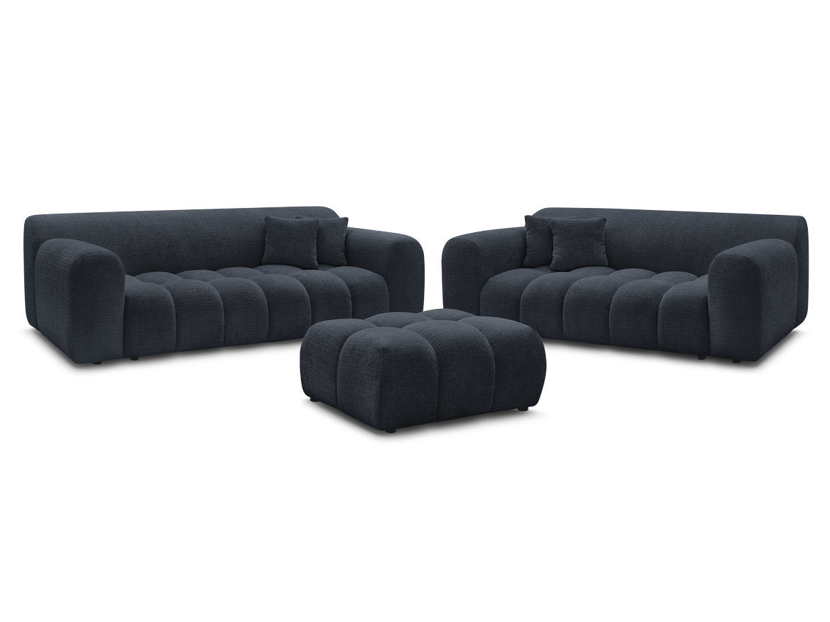 Sofagruppe 3 + 2 seter MELISSE i teksturert stoff med puff