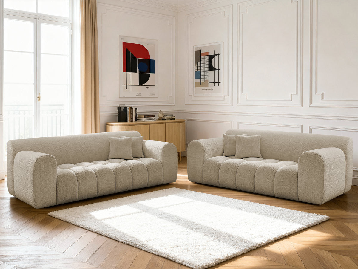 Sofagruppe 3 + 2 seter MELISSE i teksturert stoff