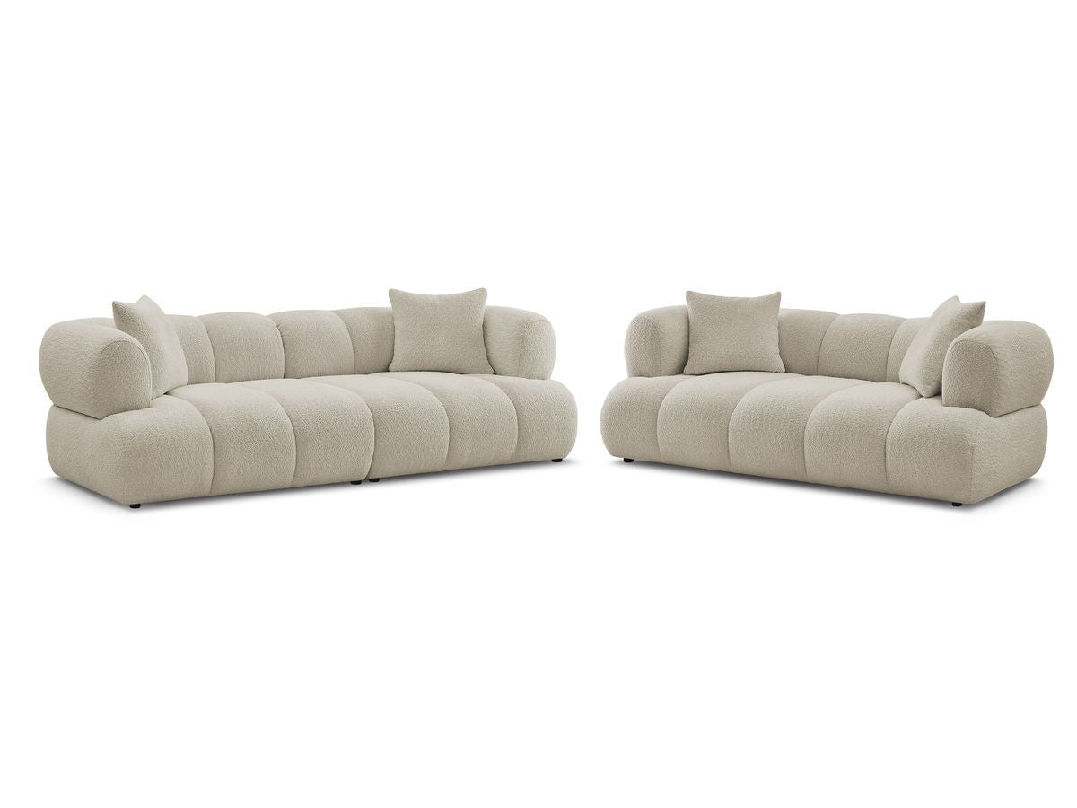 Sofagruppe 3 + 2 seter PAMIRA i bouclé-stoff