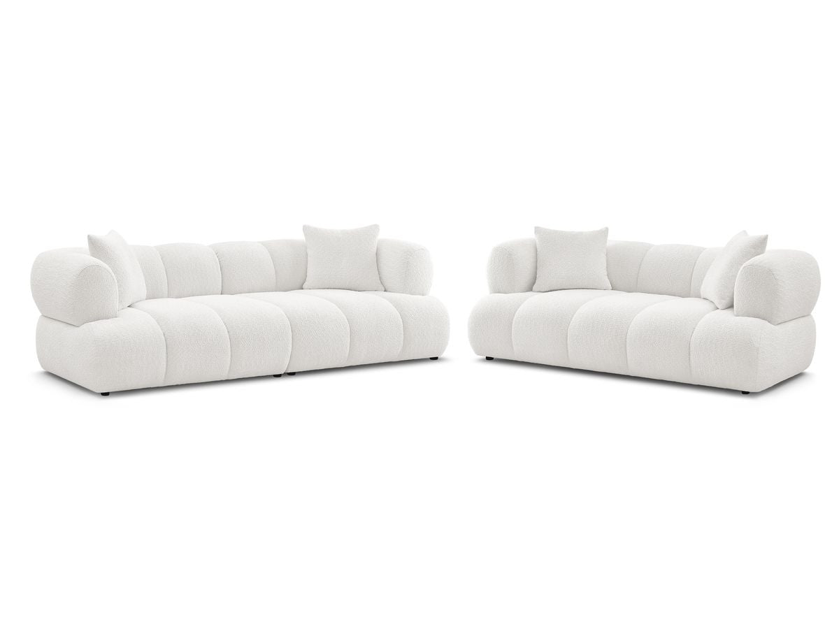 Sofagruppe 3 + 2 seter PAMIRA i bouclé-stoff
