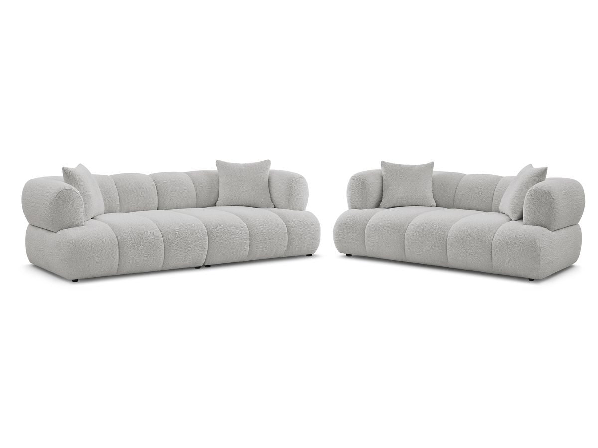 Sofagruppe 3 + 2 seter PAMIRA i bouclé-stoff