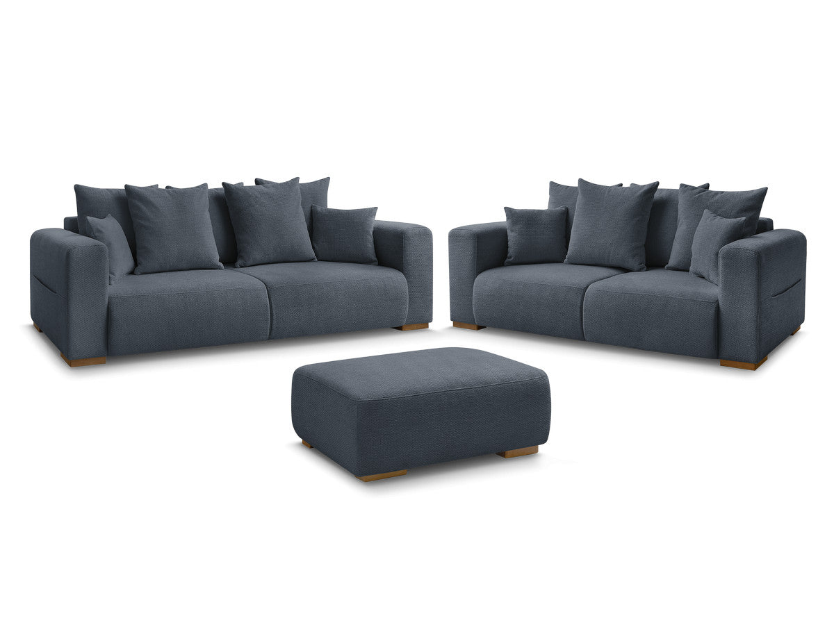 Sofagruppe 3 + 2 seter SIDONIE i melert stoff med puff