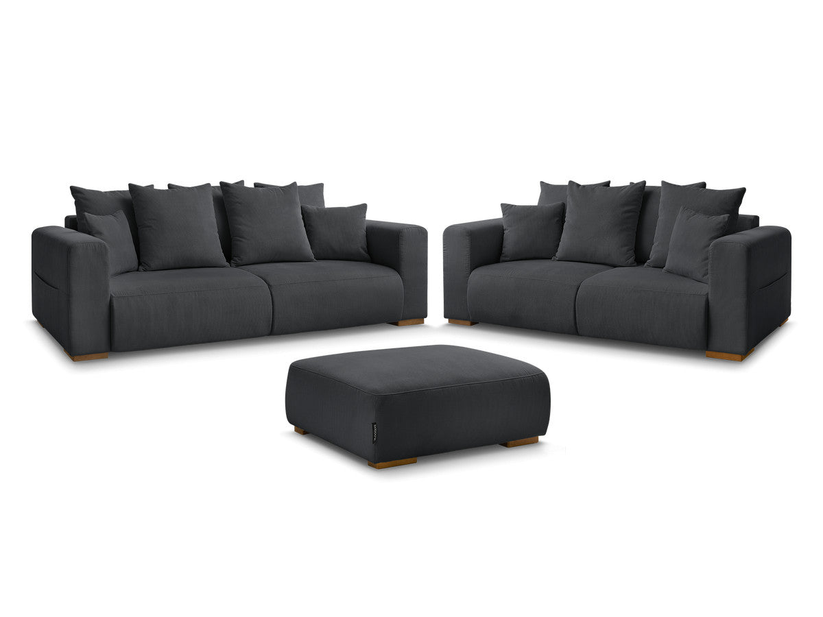 Sofagruppe 3 + 2 seter SIDONIE i kordfløyel med puff