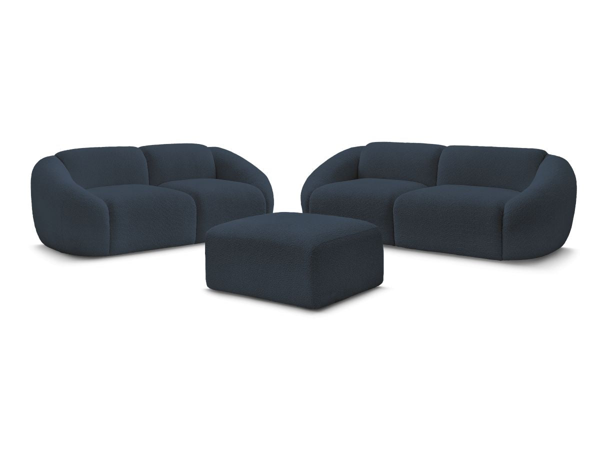 Sofagruppe 3 + 2 seter TINA i bouclé-stoff med puff